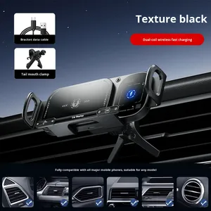 Support de téléphone de voiture sans fil avec chargeur rapide 15W, fixation double bobine pour grille d'aération, support de serrage électrique automatique pour <span class=keywords><strong>iPhone</strong></span> Samsung - Product Image 5