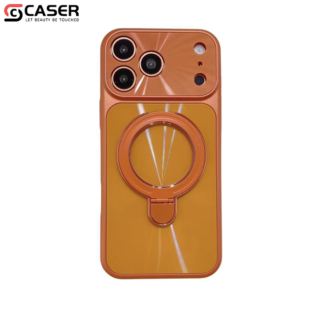 Deluxe  Laser Aurora Aesthetic Pure Color Magnetic Stand Wireless Charging Shockproof Phonecase for Iphone17/16/15/14