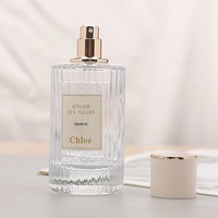 Flacon de parfum cylindrique de luxe en verre, diffuseur à bâtonnets, vide, avec capuchon blanc, portable, rechargeable, 30ml/50ml, sérigraphie