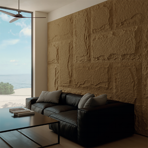 Panel dinding PU imitasi geometris Veneer batu jamur buatan menyerap air Modern tahan api tahan air untuk - Product Image 6