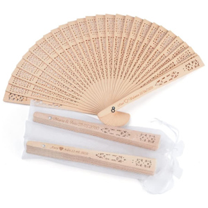 Abanico Plegable de Madera Grabado Personalizado, Abanicos Personalizados para Bodas, Cumpleaños, Decoración de Fiestas de Bebés, Regalos para Invitados - Product Image 1