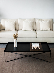 Moderno loft <span class=keywords><strong>industriale</strong></span> semplice nero del metallo di rettangolo vassoio del caffè tavolo per living room furniture