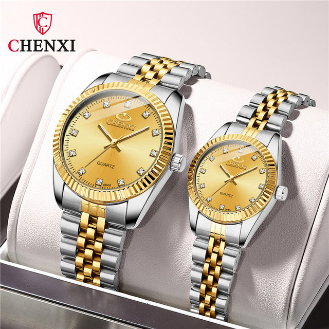 CHENXI 004ACalendar Luxury Brand Couple Watches Male Female Fashion Casual Quartz Watch Stainless Steel Strap