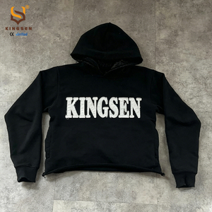 Customized Pullover Acid Wash Raw Hem Sun Faded Cut Sew Cotton <b>Animal</b> Print Eco-Friendly Oversized Lantern Sleeve Hoodies <b>Men</b> - Product Image 5