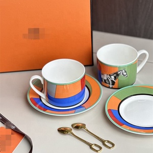 Juego de Café de Porcelana con Diseño de Caballo de Lujo, Juego de Taza y Platillo para Té de la Tarde - Product Image 4