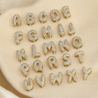 Collier Lettre Bulle 3D Mini Zircon, Collier Lettre Alphabet Zirconium Effet Ballon, Collier Initiale Gonflée, Bijoux Personnalisés