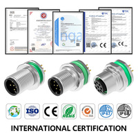 Conector M12 Impermeable IP67 de Montaje Frontal, Tipo PCB, Receptáculo de Montaje Trasero, 2-17 Pines, Conector de Panel M12