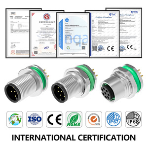 Westsaim không thấm nước IP67 M12 phía trước gắn chặt ổ cắm PCB loại phía sau gắn kết ổ cắm 2-17 pins M12 nam và nữ kết nối - Product Image 4