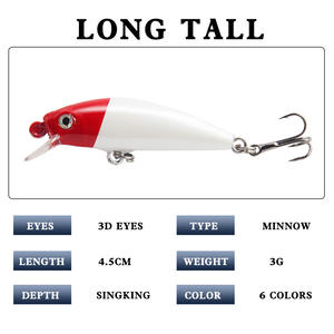 New Minnow <b>Lure</b> 45mm 3g Sinking Artificial Bait for Bass <b>Fishing</b> Bottom Baits Realistic Fish <b>Lure</b> - Product Image 5