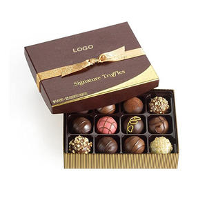 Boîte à Truffes en Papier Kraft <span class=keywords><strong>de</strong></span> Luxe en Gros, Emballage Personnalisé, Boîte Cadeau Transparente avec Gaufrage, Qualité Alimentaire pour Bonbons, Chocolats et Desserts - Product Image 1