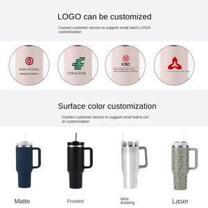 Gobelet isotherme en acier inoxydable de 40 oz avec poignée et paille, tasse de voyage isolée sous vide pour <span class=keywords><strong>voiture</strong></span>, extérieur, logo personnalisé disponible - Product Image 2