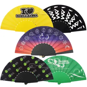 Customized Personalized High Quality Hand Fans Plastic Ribs Custom Printed Folding Hand Fan