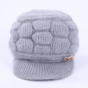 Casquette plate tricotée pour femme, en fil chaud et duveteux, avec nœud décoratif, pour l'extérieur - Product Image 2