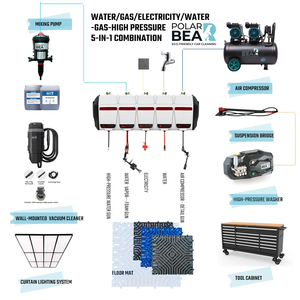 PB-PRO-003 Équipement de lavage de voitures pour garage, système professionnel 5-en-1, <span class=keywords><strong>station</strong></span> de detailing intégrée, compresseur d'air, armoire à outils, atelier - Product Image 3