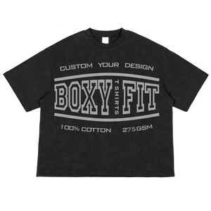 T-shirt de haute qualité à coupe ample et courte, décontracté, surdimensionné, 100% <span class=keywords><strong>coton</strong></span>, 275GSM, t-shirt vierge, t-shirt personnalisé pour homme - Product Image 1