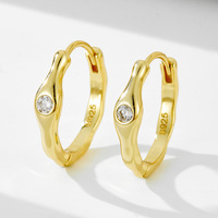 Boucles d'oreilles créoles géométriques irrégulières en argent sterling 925 pour femme, minimalistes, polyvalentes, pour usage quotidien, cadeau de fête