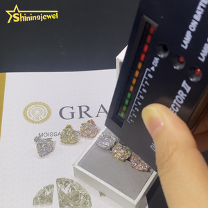 אנייט 12 מ "מ בורג בחזרה יהלומים חתיכים vs vs missanite פרוס החוצה דרך מעבר ליהלום טסטר תכשיטי היפ הופ 925 עגילי הברגה כסף - Product Image 3