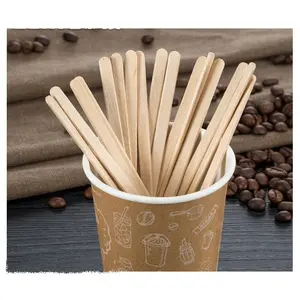 14-19Cm Hoge Kwaliteit Papier Koffiekopje Stirrer Voor Koffie Drinken Houten Stokken