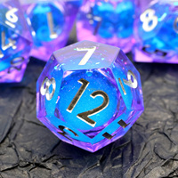 Dés polyédriques bleus rêveurs pour jeux de rôle Dungeons & Dragons, à coins coupés, brillants, en résine, lot de 7 dés liquides 4