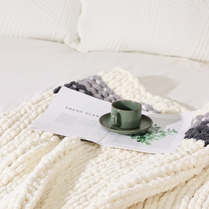 <strong>Chunky</strong> <strong>Knit</strong> Blanket Black Grey White <strong>Throw</strong> Warm Soft Cozy for Sofa Bed Boho Home DecorBeautiful Home DecorCouch Bed Blanket Gift - Product Image 4