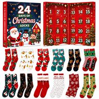 2026 Weihnachtssocken Weihnachtsthemen-Doppelöffnungsbox Socken-Adventskalender Überraschungsbox