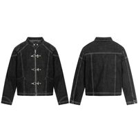 Veste Homme Motif Cœur Style Américain Rétro Automne Hiver Streetwear Haut de Gamme Délavée avec Boucle Originale