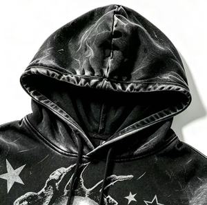 Felpa con Cappuccio Oversize Nera Stile Streetwear, Etichetta Privata, Produzione OEM, Hip Hop di <span class=keywords><strong>Los</strong></span> <span class=keywords><strong>Angeles</strong></span>, Cotone Pesante - Product Image 3