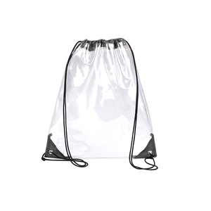 Natural Style Stadium Approved Clear <b>Drawstring</b> Bag Transparent PVC with Soft Polyester Lining See-Through <b>Backpack</b> - Product Image 4