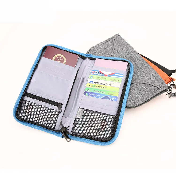 Travelsky Personalized Custom Logo Money Clip Card Organizer Travel High Quality Rfid Passport Holder Wallet