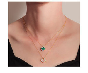 Venta caliente personalizado 925 plata esterlina trébol de cuatro hojas madre de perla ágata cadena colgante collar regalo joyería para mujeres - Product Image 6