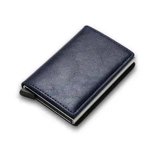 PU Leather RFID Blocking Black Leather Wallet Pocket Card Holder Cheap Men Women Carbon Fiber RFID Wallet Leather