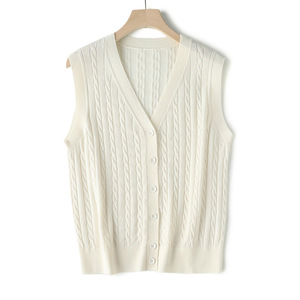AW Custom <strong>Sleeveless</strong> <strong>Sweater</strong> Vest High Quality Soft Luxury Cardigan V-neck Knit <strong>Sweater</strong> - Product Image 2