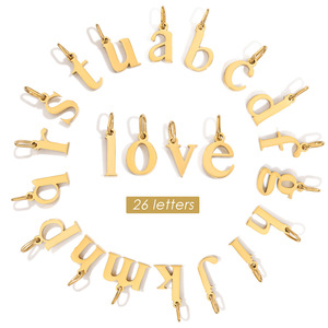 Colgantes de Letras del Alfabeto Inglés de Acero Inoxidable con Baño de Oro de 18k, Accesorios de Joyería al por Mayor, Letras Minúsculas - Product Image 1