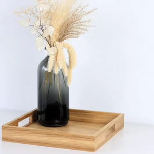 Plateau de service rectangulaire en bois de conception artisanale pour restaurant, finition naturelle, taille standard pour la maison et les mariages - Product Image 1