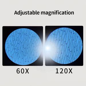 Handheld <b>Portable</b> White ABS <b>Microscope</b> Kit Mini LED Light 60X-120X Battery Powered for Kids Science Outdoor Use Gift - Product Image 4