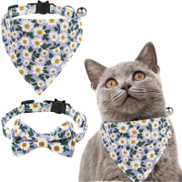 Collier pour chat Tanpopo en gros, motif floral marguerite, réglable avec boucle, bandana pour petit chien et chat, nœud papillon et clochette, nouvelle arrivée