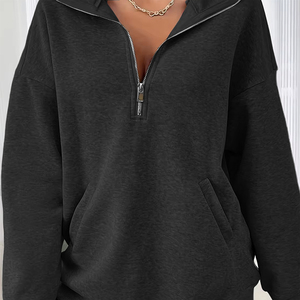 <span class=keywords><strong>Sweat</strong></span>-shirts à <span class=keywords><strong>col</strong></span> <span class=keywords><strong>zippé</strong></span> personnalisés de haute qualité, style luxe discret, coupe ample, pour femmes et hommes - Product Image 1
