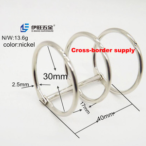 YIWANG Metal <strong>Silver</strong> 2.5x30x40MM 3 Ring Loose Leaf Binder <strong>Clips</strong> Ring - Product Image 1