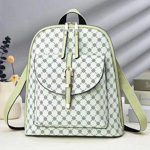 Light Green Women's <b>Backpack</b> Square Geometric Pattern Buckle Closure <b>Lightweight</b> Medium Capacity All Seasons Daily Use - Product Image 3