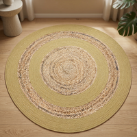 Bestpreis Star Hometex Rechteckiger Jute-Baumwoll-Geflochtener Teppich Moderner Stil Natürliche Farbe Rutschfest Mittellanger Flor Waschbar für Schlafzimmer