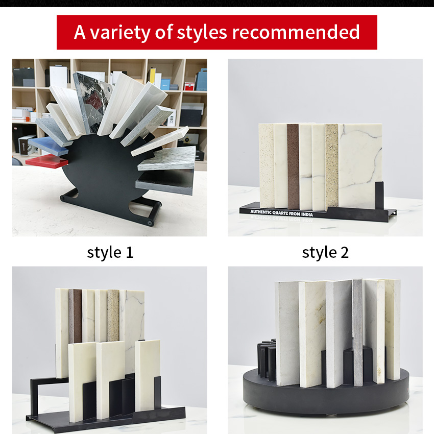 Hot Selling Semicircle Tabletop Granite Marble Rack Metal Arc Sample Display Stand Tile Quartz Rack Stone Display Countertop