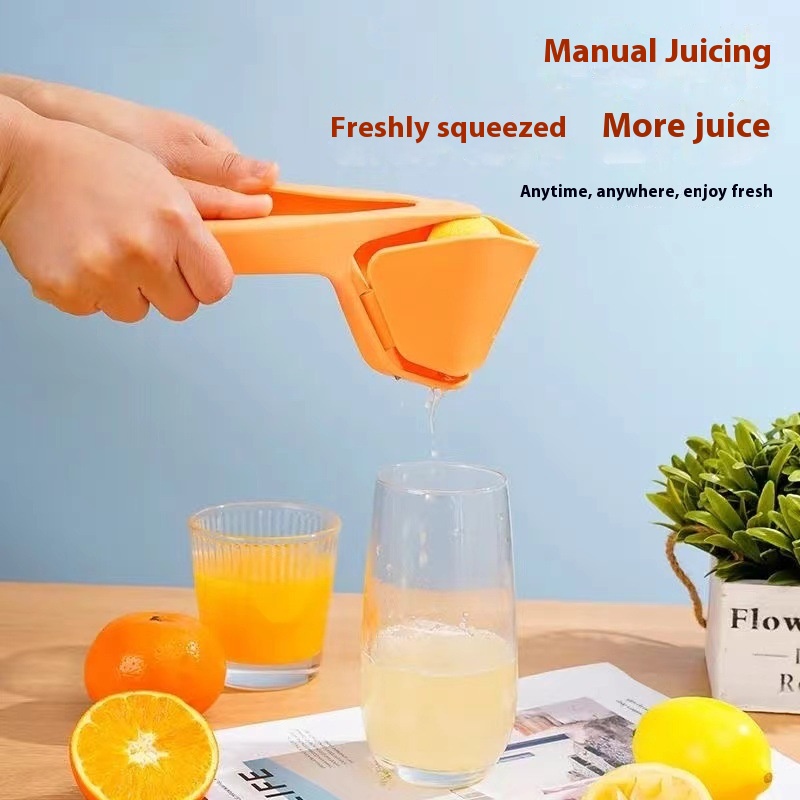 Foldable Manual Lemon Squeezer & Citrus Juicer - Portable Handheld Fruit Press for Fresh Orange & Lime Juice - Space Saving Kitchen Tool - Orange