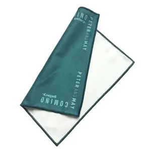 Custom Logo Printed Microfiber Square Cleaning Cloth Over-locking Handkerchief