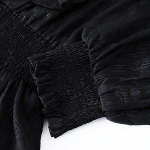 Abiti firmati personalizzati tessuto di seta nero Y2K in camicia vita con maniche a collo alto a pieghe abito <span class=keywords><strong>da</strong></span> <span class=keywords><strong>sera</strong></span> donna elegante <span class=keywords><strong>Sexy</strong></span> - Product Image 6