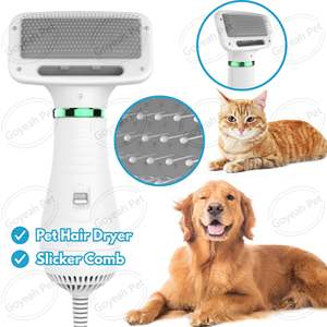 米国プラグ 2-in-1 ペット用ヘアドライヤー＆コーム 2段階温度調節 110V 電動犬用グルーミングスリッカーブラシ（ブロードライヤー付き） - Product Image 2