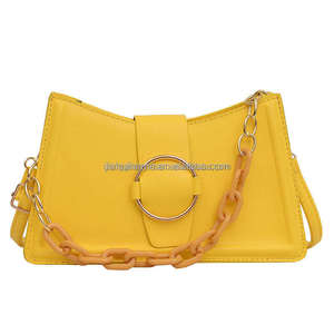 Sac à bandoulière en <span class=keywords><strong>cuir</strong></span> pour femme, tendance 2025, avec chaîne, couleur bonbon d'été, deux sangles - Product Image 2