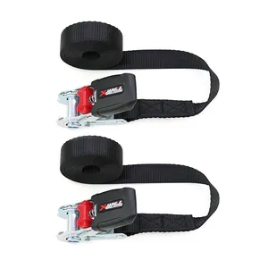 Custom Logo 2 Pack 1 Inch Rubber Handle Zinc Ratchet Straps Tie Down Tensioner Lashing Strap