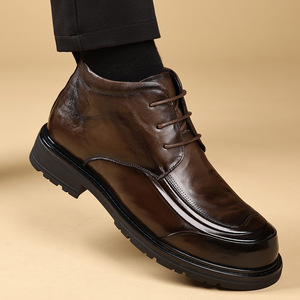 Men Genuine Leather <b>Ankle</b> Boots Round Toe Warm Plush Lining Rubber Outsole Winter Snow Boots - Product Image 2
