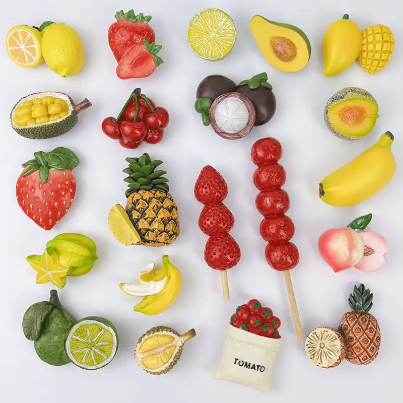 3d tridimensional simulação de frutas alimentos geladeira ímãs durian banana romã dragão fruta decoração ímãs