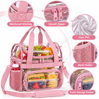 Sac isotherme transparent à double compartiment en PVC avec poche avant zippée, porte-bouteille et bandoulière réglable – Vente en gros